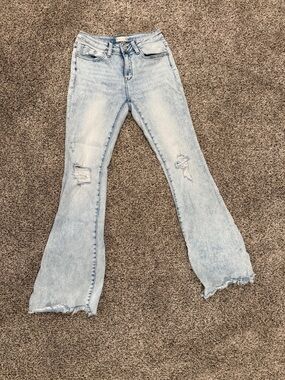 Altar'd State Light Blue Distressed Flare Jeans